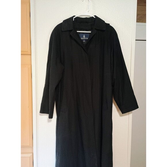 VTG London Fog Trench Coat Women's Large Petite Black With Removable Lining - Picture 2 of 15